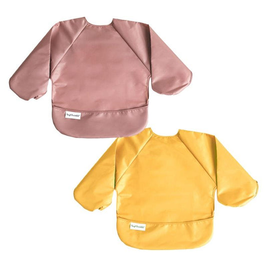 Tiny Twinkle Mess-Proof Full Long Sleeve Bib 2 Pack - Taupe & Dandelion (Large 2-4Y)