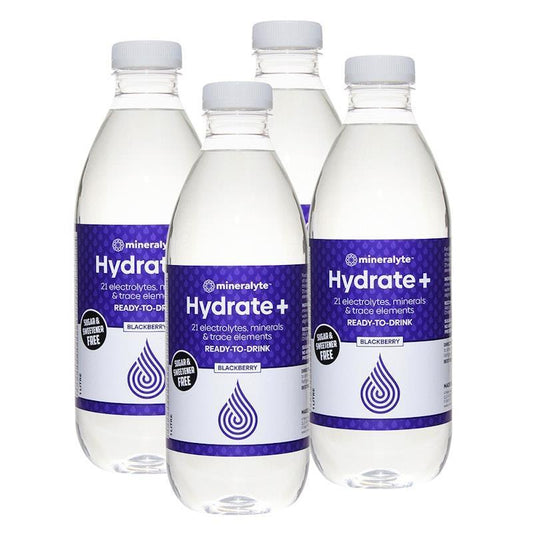 Mineralyte Hydrate+ Ready to Drink Blackberry Flavoured 1Litre 4Pack - Delicious Electrolyte Hydration