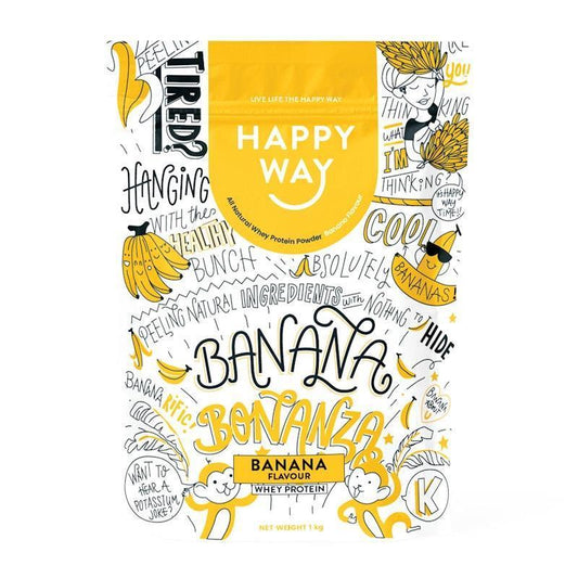 Happy Way Banana Bonanza Whey Protein Powder - 1kg-Auzzi Store
