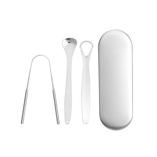 Caremax 3-Piece Stainless Steel Tongue Scraper Set with Case-Auzzi Store