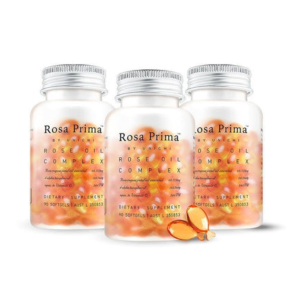Unichi Rosa Prima Rose Oil Complex - 90 Softgels (3 Pack)
