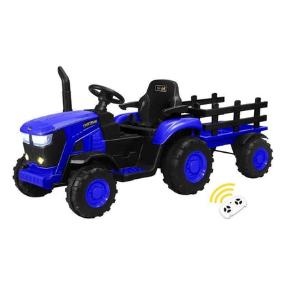 Mazam Kids Ride-On Car Tractor Trailer 12V Remote Control Electric Toy - XL Blue-Auzzi Store