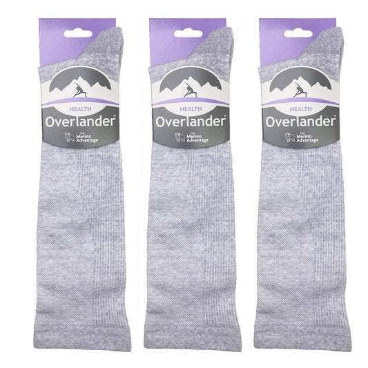 Overlander Men's Merino Wool Health Compression Socks - 3 Pairs, Grey Melange, Size 6-10-Auzzi Store