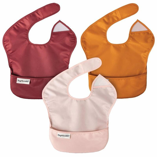 Tiny Twinkle - Mess-Proof Easy Bib - Solid Girl Set of 3 for Ages 6-24 Months