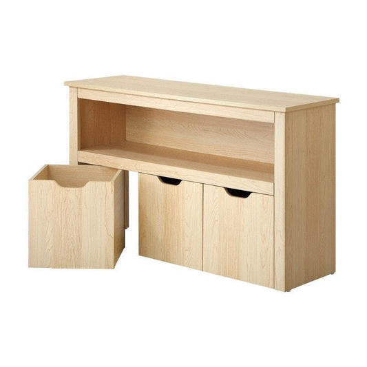 Oikiture Kids Toy Storage Cabinet with Portable Storage Box - Natural