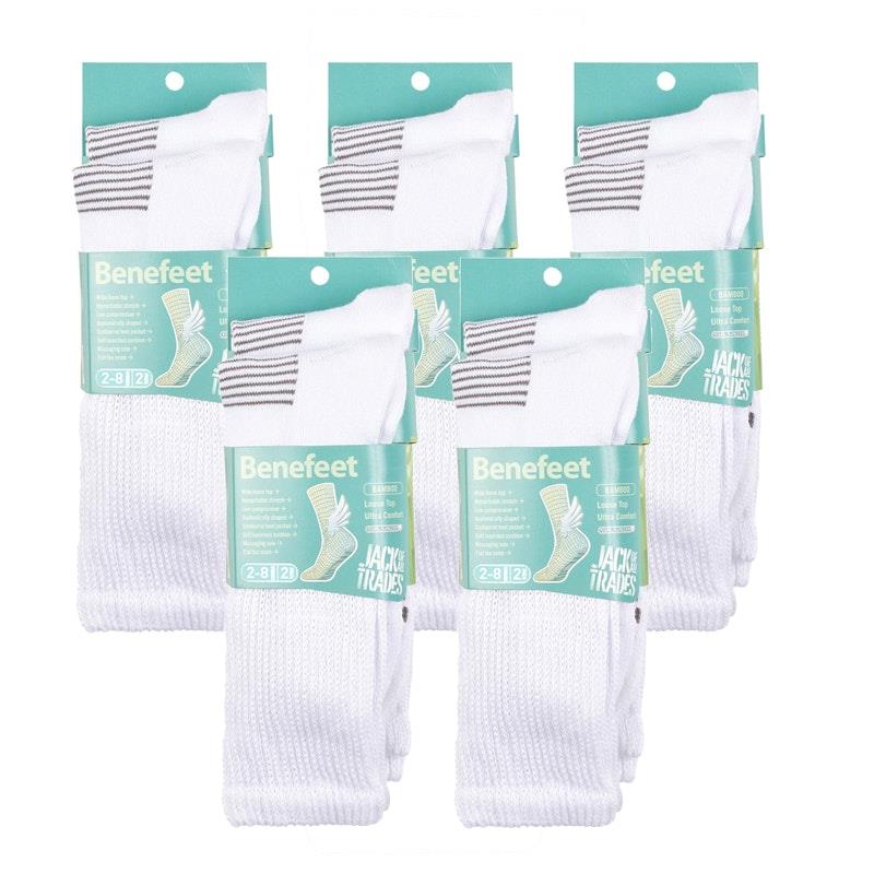 Benefeet Women's Bamboo Socks - White (10 Pairs, Size 2-8)-Auzzi Store