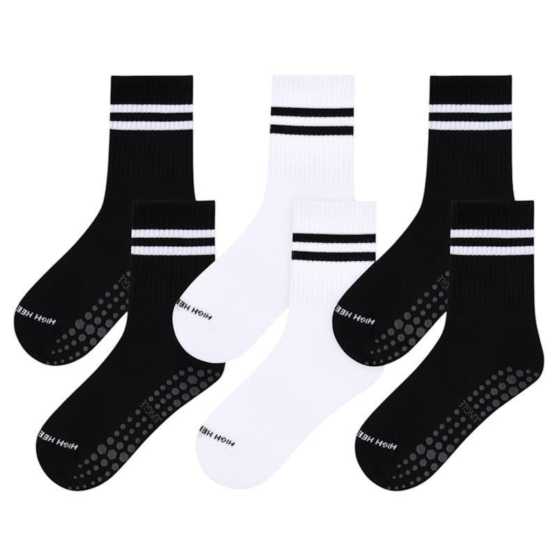 High Heel Jungle Varsity Premium Combed Cotton Full Grip Pilates/Yoga Socks - Black & White Bundle-Auzzi Store