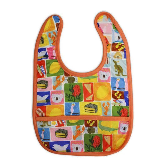 Tyoub x Suki McMaster Stay-Dry Baby Bib - Aussie Icons (One Size)-Auzzi Store