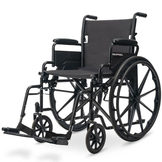 Equipmed 24 Inch Folding Wheelchair with Park Brakes - Black
