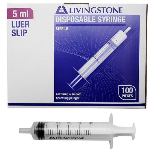 Livingstone Luer Slip Tip Syringe 5ml - 100 Pieces/Box