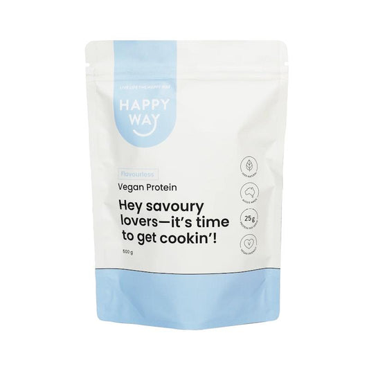 Happy Way Flavourless Vegan Protein Powder 500g - Natural Plant-Based Protein Booster