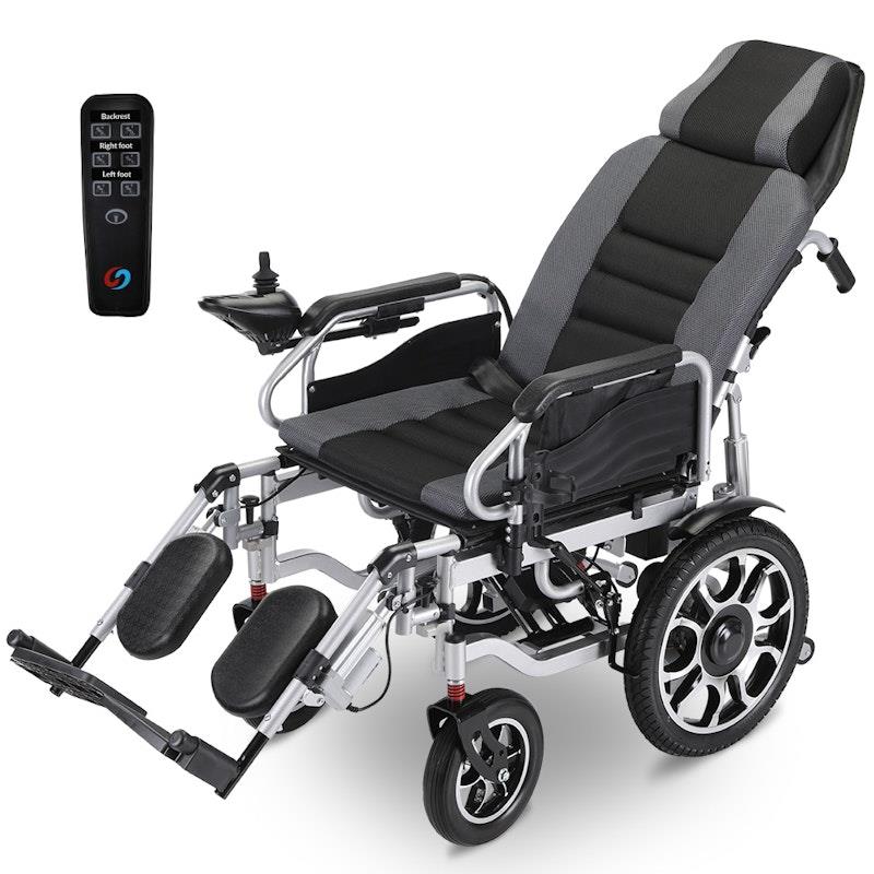 Equipmed Power Electric Wheelchair - Longrange Auto Recline (Grey & Black)