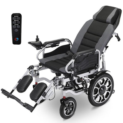Equipmed Power Electric Wheelchair - Longrange Auto Recline (Grey & Black)