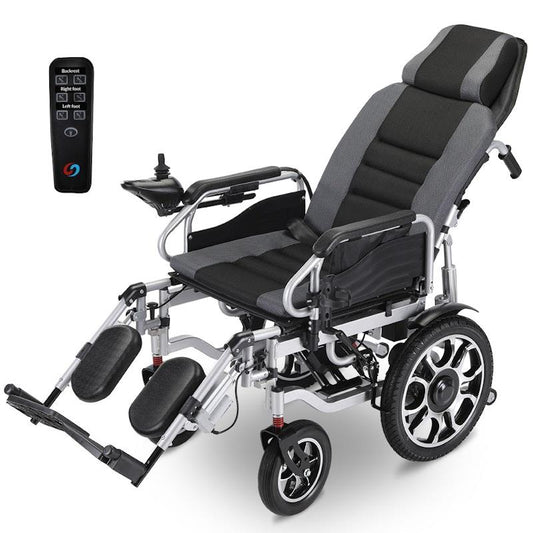 Equipmed Power Electric Wheelchair - Longrange Auto Recline (Grey & Black)