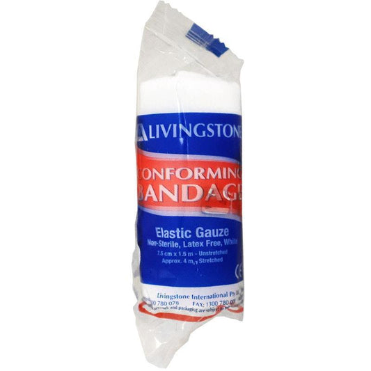 Livingstone Conforming Bandage with Clips - 75mm x 4m (12 Pieces/Pack)-Auzzi Store