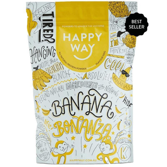 Happy Way Banana Bonanza Whey Protein Powder - 500g-Auzzi Store