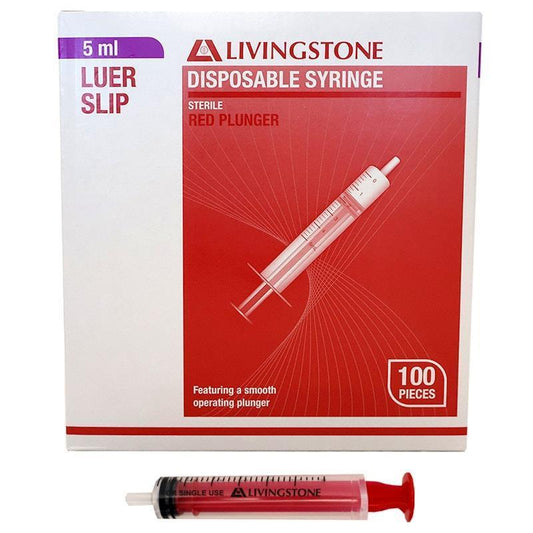 Livingstone Sterile Luer Slip Tip Syringe - 5ml, 100 Pieces/Box