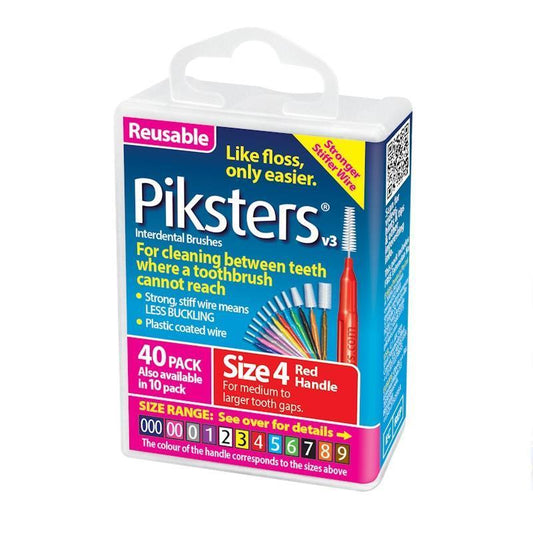 Piksters® Interdental Brushes Red Size 4 - 40 Pack for Effective Plaque Removal