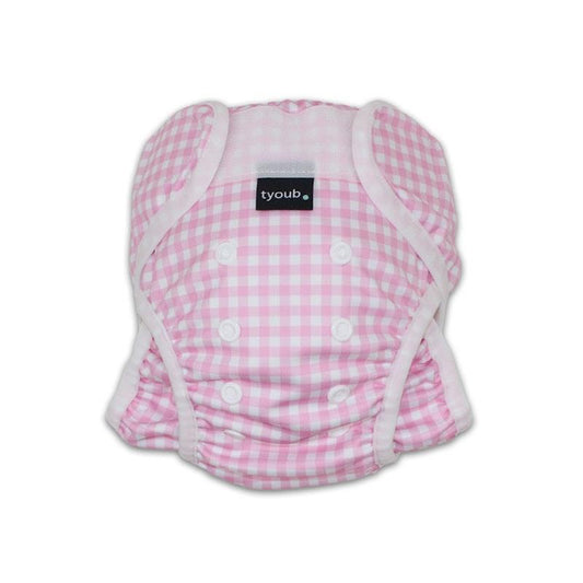 tyoub Adjustable Reusable Swim Nappy & Wet Bag - Pink Gingham Check (One Size)