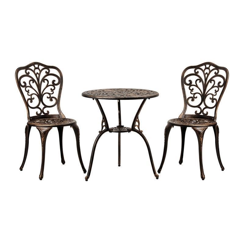 Livsip Bistro Furniture Setting - 3 Piece Indoor/Outdoor Set in Bronze