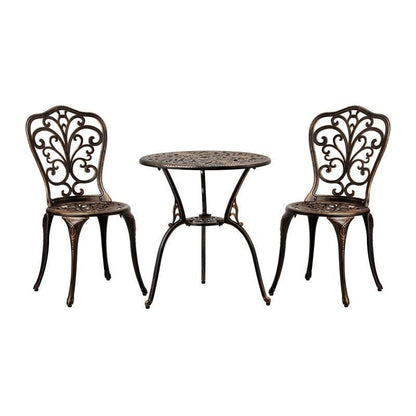 Livsip Bistro Furniture Setting - 3 Piece Indoor/Outdoor Set in Bronze