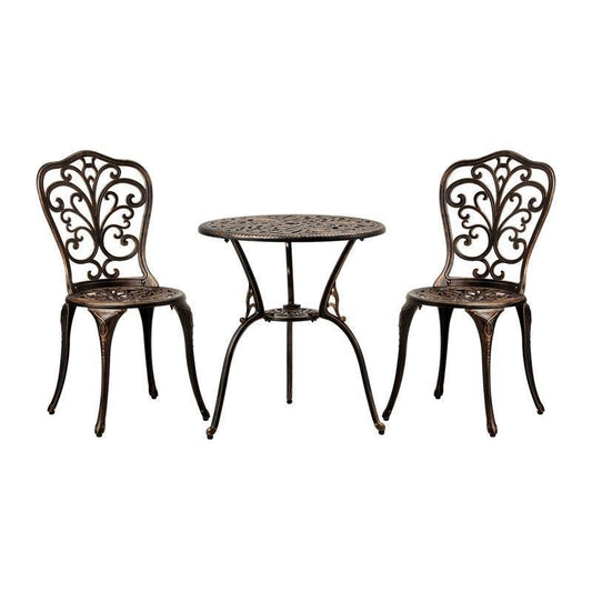 Livsip Bistro Furniture Setting - 3 Piece Indoor/Outdoor Set in Bronze