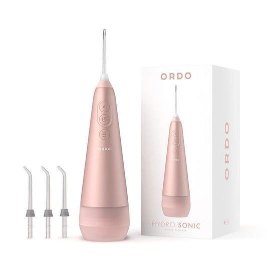 ORDO Hydro Sonic Water Flosser & 3 Floss Tips Dental Care Bundle - Rose Gold