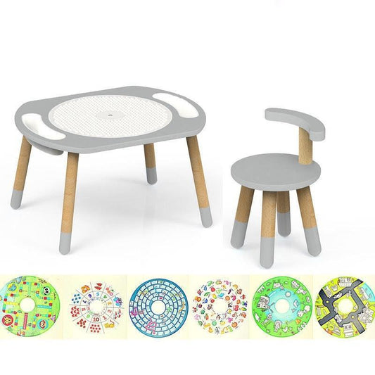 Riababy Play&Learn Activity Table Set - Adjustable Legs, Lego Duplo Compatible - Stormy Grey - Auzzistore