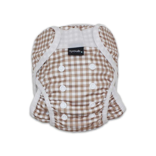 tyoub Adjustable Reusable Swim Nappy & Wet Bag - Fawn Gingham Check (One Size)