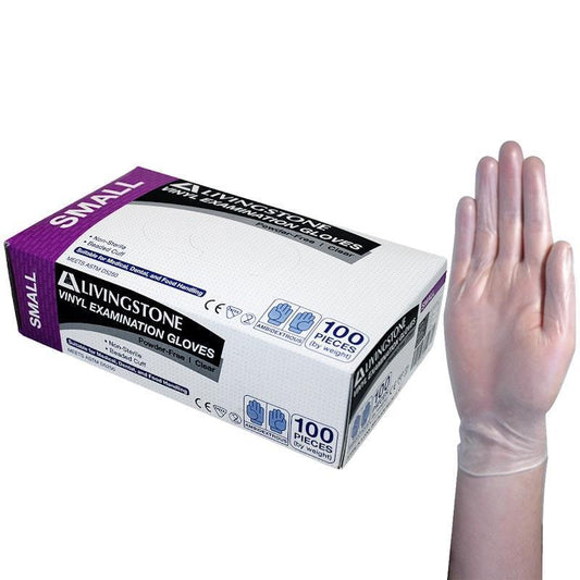 Livingstone Vinyl Examination Gloves ASTM Powder Free Small - 100 Pieces