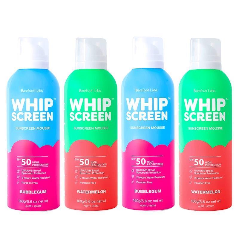 Barefoot Labs WhipScreen SPF50 Sunscreen Mousse Bundle 4x160g