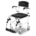 Equipmed Rolling Commode Shower Chair with Wheels - Black