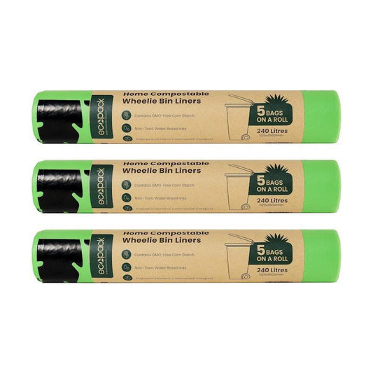 Ecopack 240L Compostable Wheelie Bin Bags - Bundle of 3 Rolls/15 Bags-Auzzi Store