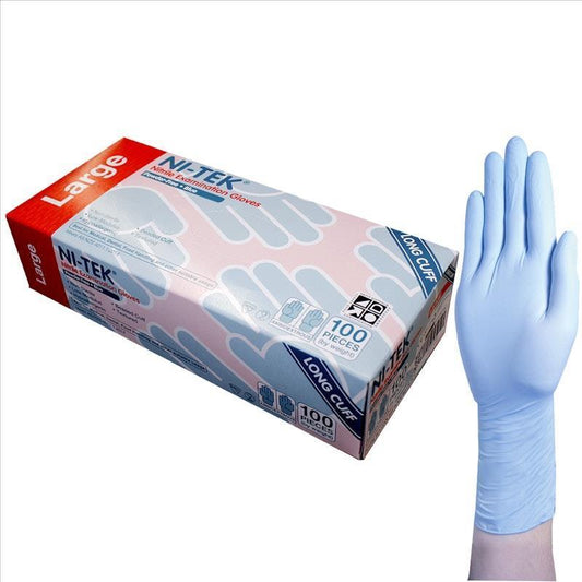 NI-TEK Nitrile Examination Gloves Long Cuff AS NZ Powder Free Large - 100 Pieces-Auzzi Store