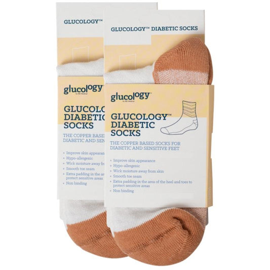 Glucology Copper-Based Loose Top Classic Socks - 2 Pairs White Small