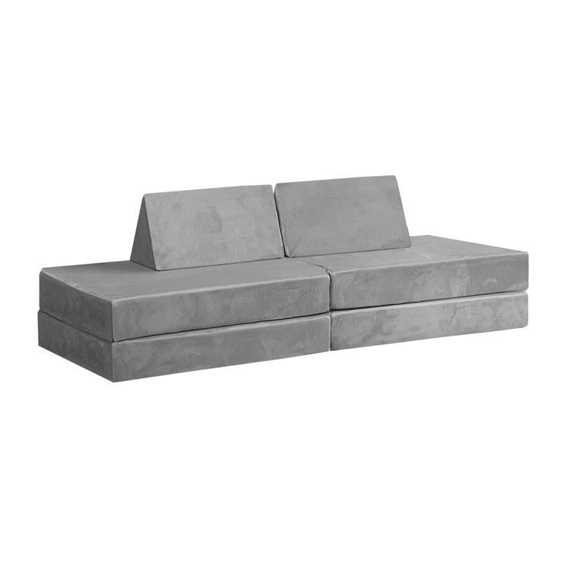 Oikiture Kids Sofa Play Couch Modular Lounge Cushion Convertible Playset - Grey (4 Pieces)