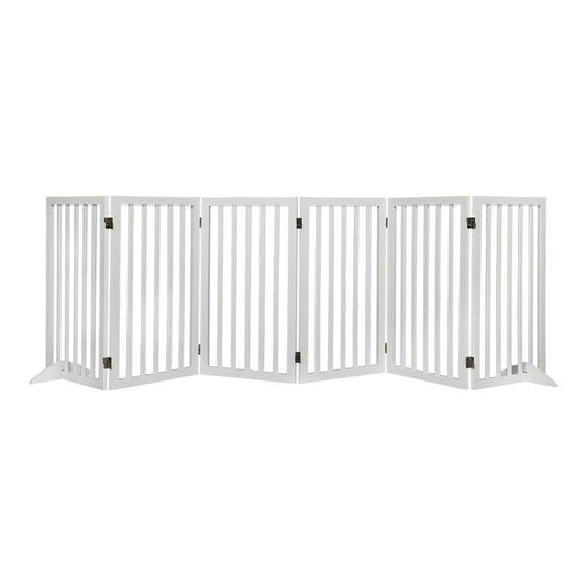 PaWz Wooden Pet Gate - 6 Panel Dog Safety Barrier