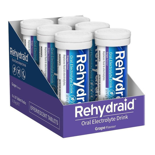 Rehydraid Electrolyte Effervescent Tablets - Grape (10x6 Tubes)