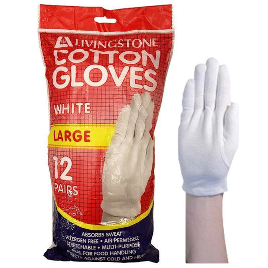 Livingstone Large Cotton Gloves - 12 Pairs for Versatile Use-Auzzi Store