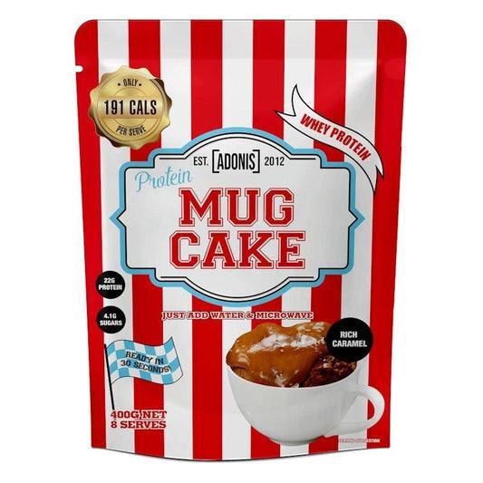 Adonis Gear Protein Mug Cake (Whey Protein) - Rich Caramel - 400g (8 Serves)
