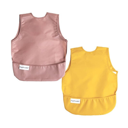 Tiny Twinkle - Mess-Proof Apron Bib 2 Pack - Taupe & Dandelion (6-24M)