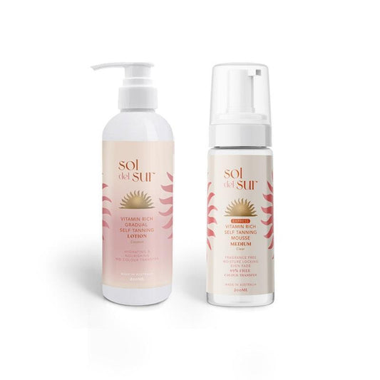 Sol del Sur Self Tan Glow Duo - Medium Clear Bundle for a Flawless Tan