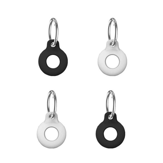 Laser Silicone AirTag Key Rings - 4 Pack in Black & White