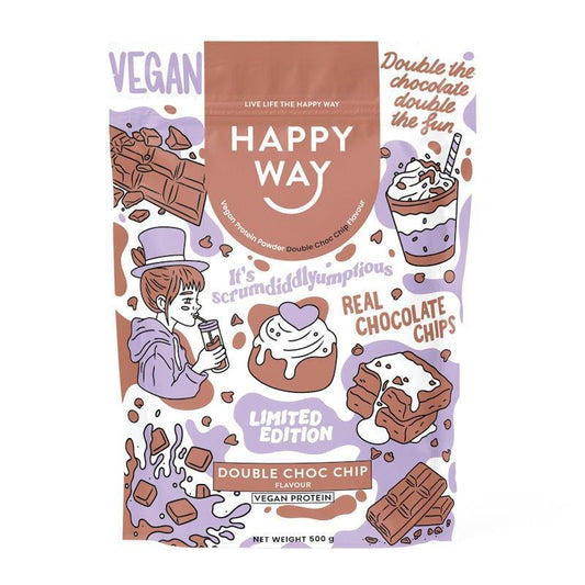 Happy Way Double Choc Chip Vegan Protein Powder - 500g-Auzzi Store