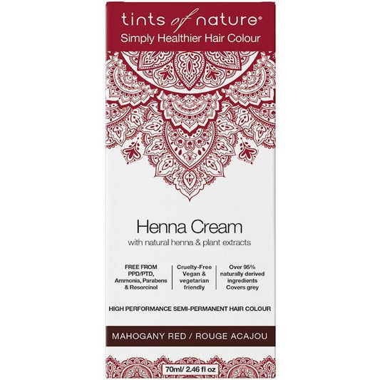 Tints of Nature Henna Cream Mahogany Red 70ml - Stunning Semi-Permanent Hair Color