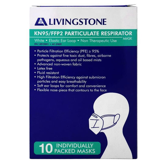 Livingstone KN95 FFP2 Face Mask Respirator - 10 Pieces/Box - Auzzistore