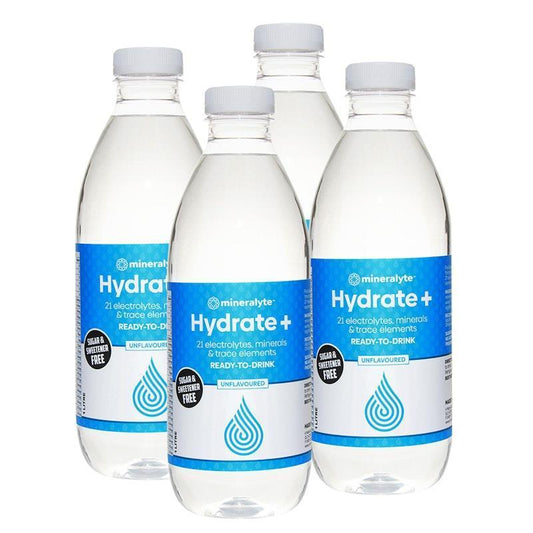 Mineralyte Hydrate+ Ready to Drink Unflavoured 1Litre 4Pack - Essential Electrolyte Hydration