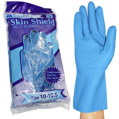 Skin Shield Silver Lined Natural Rubber Gloves - Vanilla Scented, Size 10-10.5