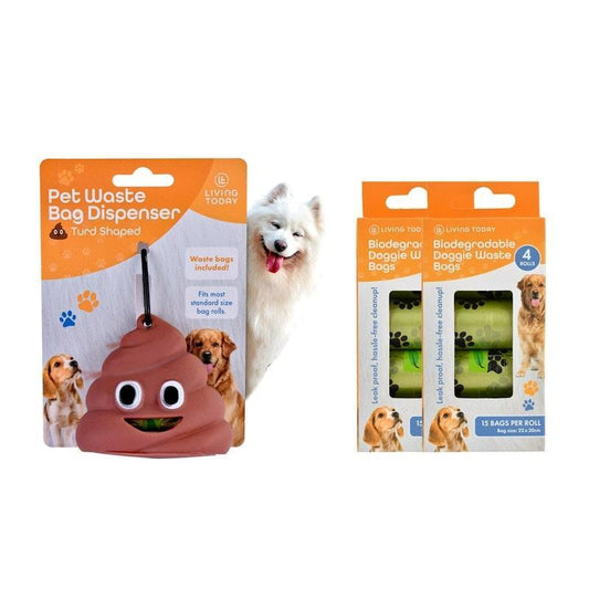 Living Today Pet Dog Poop Dispenser with 135 Biodegradable Waste Bags - Eco-Friendly Solution