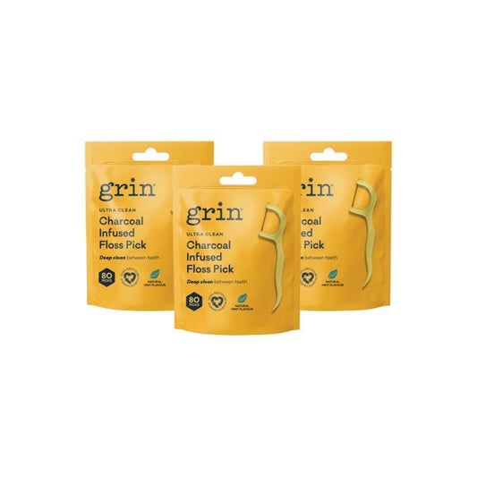 Grin Ultra Clean Adults Floss Picks 80-Pack Bag x3 Bundle